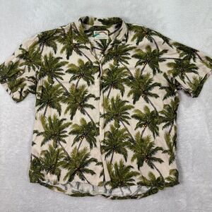 Paradise Found Mens XL Hawaiian Shirt Palm Tree Rayon Short Sleeve Button Up EUC